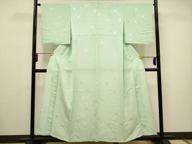 平和屋着物▽上質な色無地 単衣 飛鶴地紋 夏虫色 正絹 逸品 CAAV3697dy