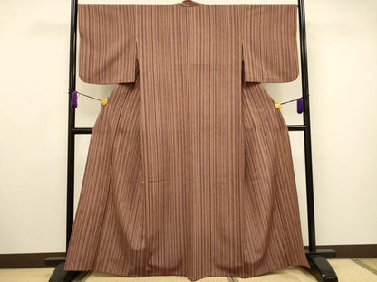 平和屋着物▽小紋 単衣 縞 洗える着物 CAAV3703dy