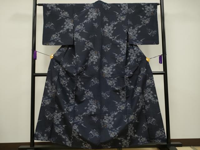 平和屋着物▽上質な紬 　単衣　 風景文　正絹　逸品　未使用　CAAV3709dy