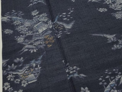 平和屋着物▽上質な紬 　単衣　 風景文　正絹　逸品　未使用　CAAV3709dy