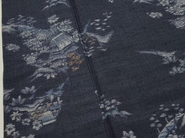 平和屋着物▽上質な紬 　単衣　 風景文　正絹　逸品　未使用　CAAV3709dy