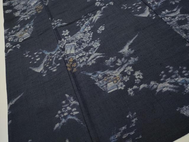 平和屋着物▽上質な紬 　単衣　 風景文　正絹　逸品　未使用　CAAV3709dy