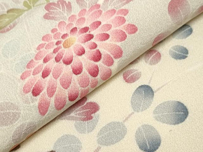 平和屋着物▽訪問着　単衣　友禅　作家物　草花文　暈し染め　正絹　逸品　CAAV3712dy