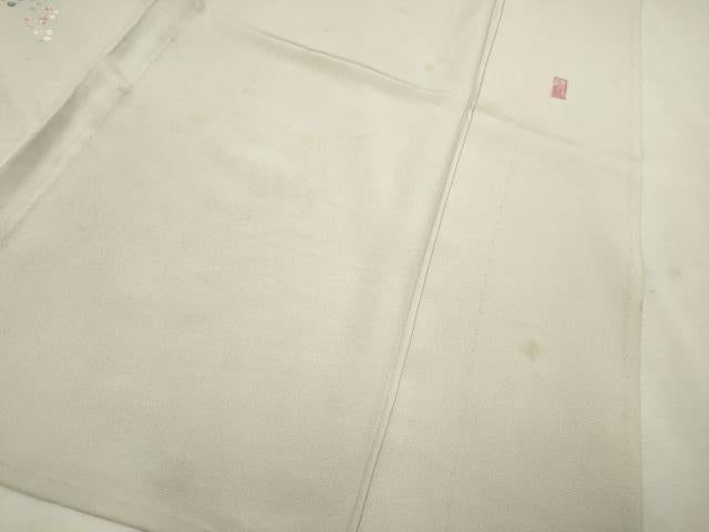 平和屋着物▽訪問着　単衣　友禅　作家物　草花文　暈し染め　正絹　逸品　CAAV3712dy