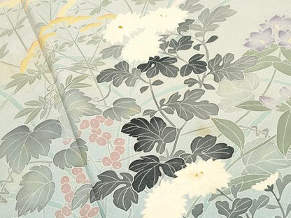 平和屋着物▽訪問着 単衣 友禅 作家物 花鳥文 暈し染め 正絹 逸品 CAAV3713dy