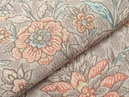 平和屋着物▽上質な小紋 単衣 更紗花文 正絹 逸品 CAAV3714dy