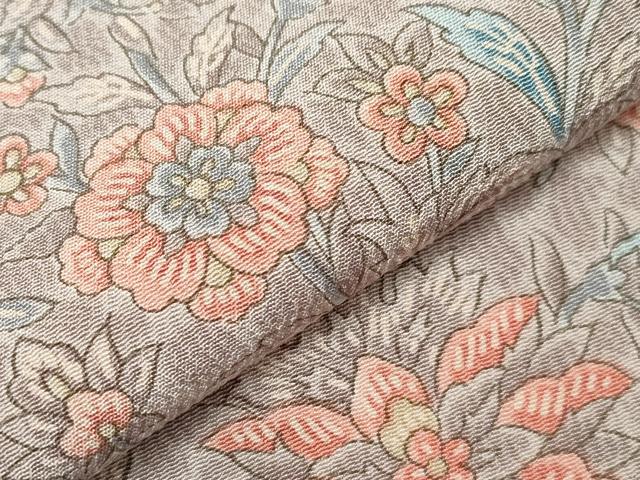 平和屋着物▽上質な小紋 単衣 更紗花文 正絹 逸品 CAAV3714dy