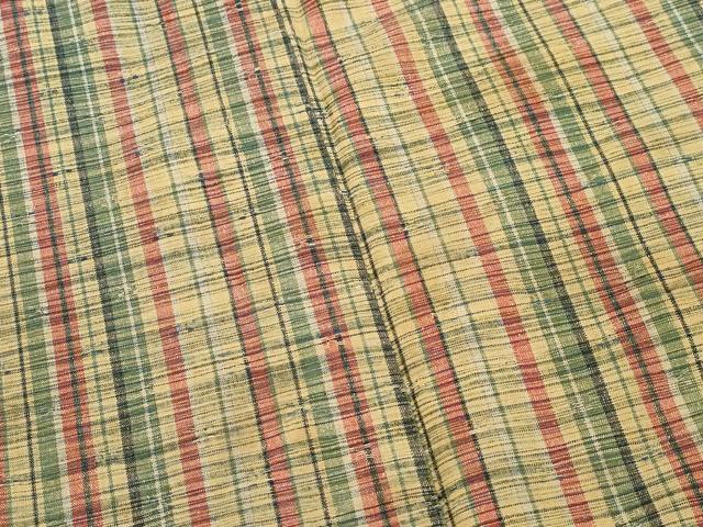 平和屋着物▽上質な紬 単衣 花織 縞 正絹 逸品 CAAV3715dy