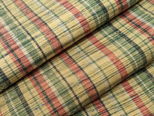 平和屋着物▽上質な紬 単衣 花織 縞 正絹 逸品 CAAV3715dy