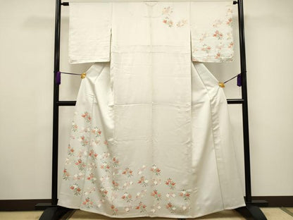 平和屋着物▽中国三大刺繍 スワトウ刺繍 訪問着 単衣 作家物 橘 枝梅文 金糸 正絹 逸品 CAAV3718dy