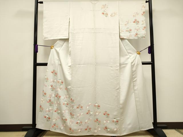 平和屋着物▽中国三大刺繍 スワトウ刺繍 訪問着 単衣 作家物 橘 枝梅文 金糸 正絹 逸品 CAAV3718dy