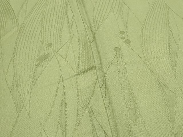 平和屋着物▽上質な色無地 単衣 草花地紋 苗色 正絹 逸品 CAAV3719dy