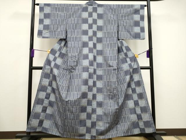 平和屋着物▽上質な紬 単衣 縞 正絹 逸品 CAAV3720dy