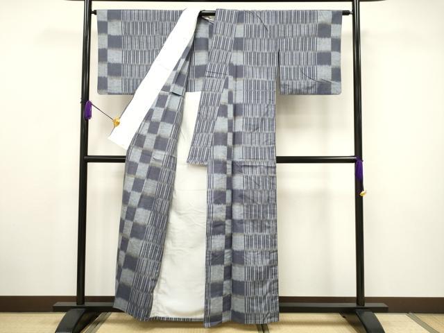 平和屋着物▽上質な紬 単衣 縞 正絹 逸品 CAAV3720dy