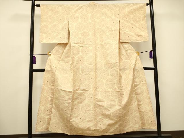 平和屋着物▽上質な紬 単衣 麻の葉文様 正絹 逸品 CAAV3723dy
