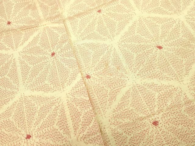 平和屋着物▽上質な紬 単衣 麻の葉文様 正絹 逸品 CAAV3723dy