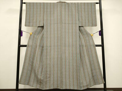 平和屋着物▽上質な小紋 単衣 吉祥間道 鬼しぼ縮緬 正絹 逸品 CAAV3724dy