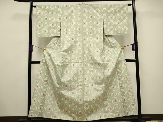 平和屋着物▽上質な紬 単衣 吉祥文 正絹 逸品 CAAV3725dy