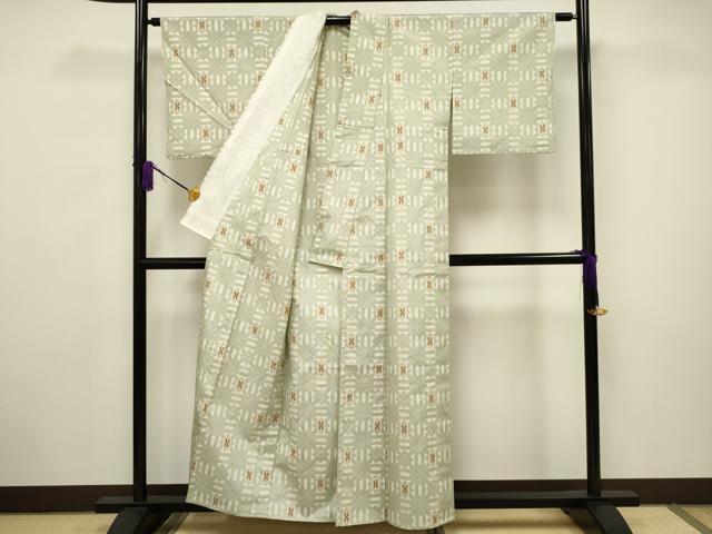 平和屋着物▽上質な紬 単衣 吉祥文 正絹 逸品 CAAV3725dy