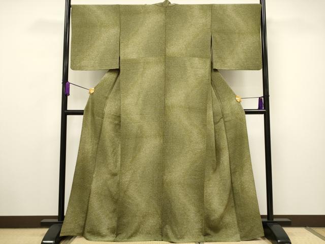 平和屋着物▽上質な小紋 単衣 横段文 正絹 逸品 CAAV3729dy