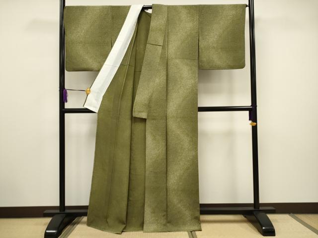 平和屋着物▽上質な小紋 単衣 横段文 正絹 逸品 CAAV3729dy