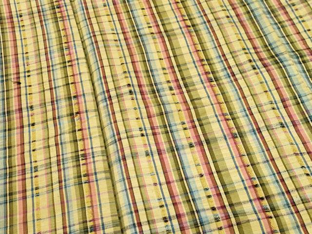 平和屋着物▽上質な紬 単衣 格子柄 正絹 逸品 CAAV3730dy