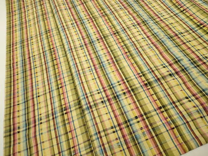 平和屋着物▽上質な紬 単衣 格子柄 正絹 逸品 CAAV3730dy