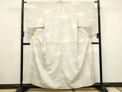 平和屋着物▽越後塩澤絣 単衣 110亀甲 吉祥花文 証紙付き 正絹 逸品 CAAV3731dy