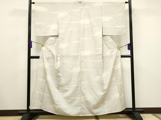 平和屋着物▽越後塩澤絣 単衣 110亀甲 吉祥花文 証紙付き 正絹 逸品 CAAV3731dy