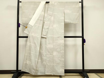 平和屋着物▽越後塩澤絣 単衣 110亀甲 吉祥花文 証紙付き 正絹 逸品 CAAV3731dy