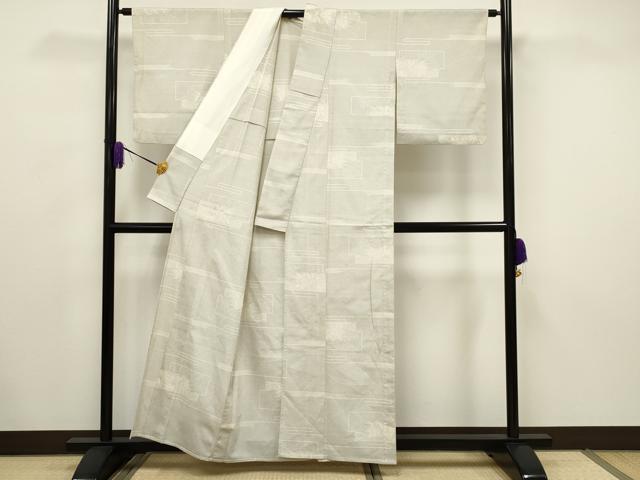 平和屋着物▽越後塩澤絣 単衣 110亀甲 吉祥花文 証紙付き 正絹 逸品 CAAV3731dy