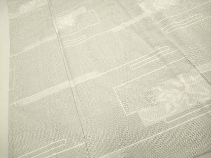 平和屋着物▽越後塩澤絣 単衣 110亀甲 吉祥花文 証紙付き 正絹 逸品 CAAV3731dy