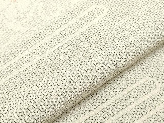 平和屋着物▽越後塩澤絣 単衣 110亀甲 吉祥花文 証紙付き 正絹 逸品 CAAV3731dy