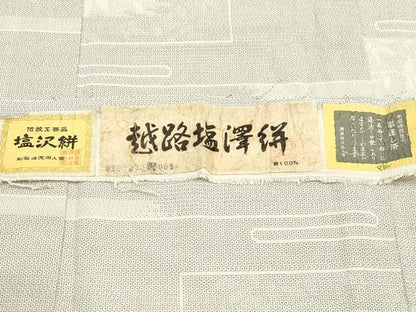 平和屋着物▽越後塩澤絣 単衣 110亀甲 吉祥花文 証紙付き 正絹 逸品 CAAV3731dy
