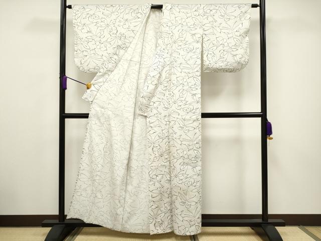 平和屋着物▽洗える最高級着物 ＜英＞はなぶさ謹製 小紋 単衣 舞蝶文 CAAV3732dy