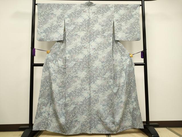 平和屋着物▽上質な小紋 単衣 孔雀花文 正絹 逸品 CAAV3739dy