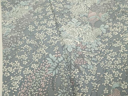 平和屋着物▽上質な小紋 単衣 孔雀花文 正絹 逸品 CAAV3739dy