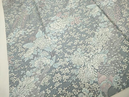 平和屋着物▽上質な小紋 単衣 孔雀花文 正絹 逸品 CAAV3739dy