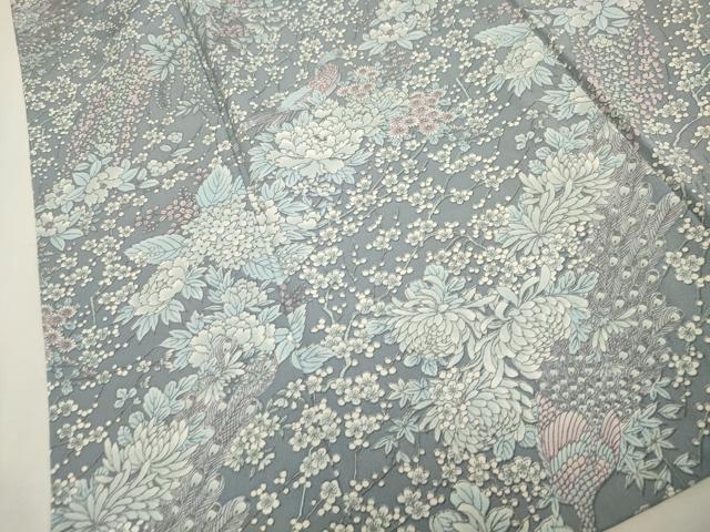 平和屋着物▽上質な小紋 単衣 孔雀花文 正絹 逸品 CAAV3739dy