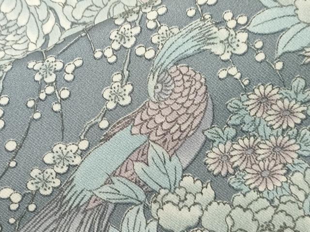 平和屋着物▽上質な小紋 単衣 孔雀花文 正絹 逸品 CAAV3739dy