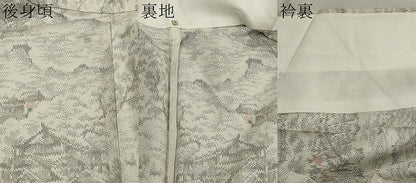 平和屋着物▽上質な紬 単衣 風景文 正絹 逸品 CAAV3740dy