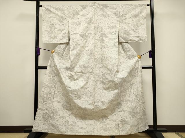 平和屋着物▽上質な紬 単衣 風景文 正絹 逸品 CAAV3740dy