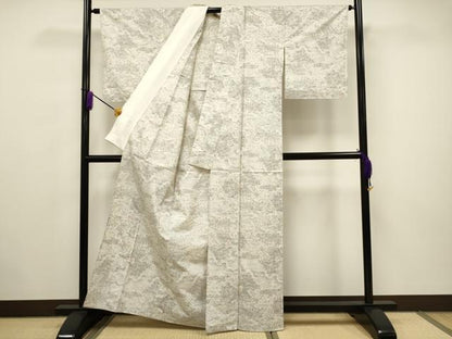 平和屋着物▽上質な紬 単衣 風景文 正絹 逸品 CAAV3740dy