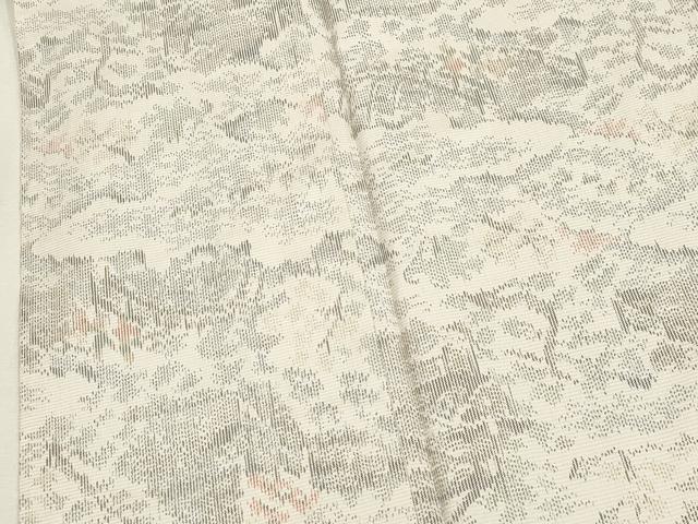平和屋着物▽上質な紬 単衣 風景文 正絹 逸品 CAAV3740dy