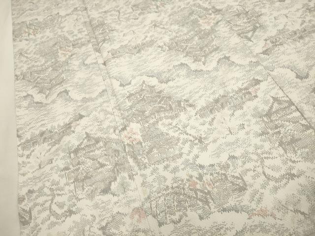 平和屋着物▽上質な紬 単衣 風景文 正絹 逸品 CAAV3740dy