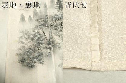 平和屋着物▽訪問着 単衣 手描き 風景文 正絹 逸品 CAAV3743dy