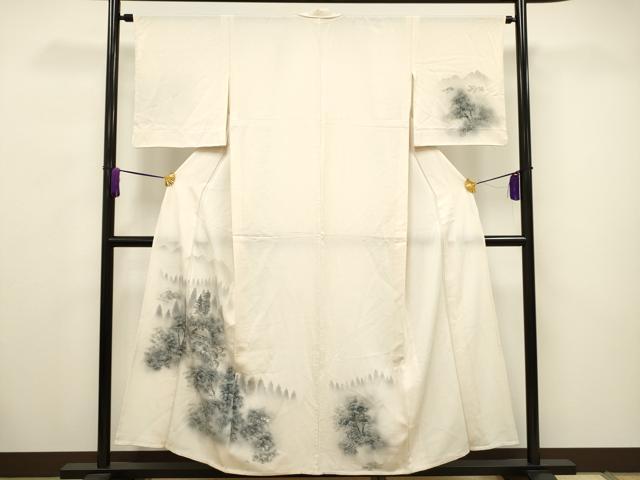 平和屋着物▽訪問着 単衣 手描き 風景文 正絹 逸品 CAAV3743dy