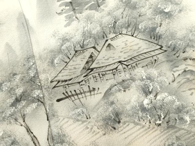 平和屋着物▽訪問着 単衣 手描き 風景文 正絹 逸品 CAAV3743dy