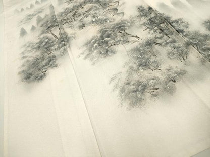 平和屋着物▽訪問着 単衣 手描き 風景文 正絹 逸品 CAAV3743dy