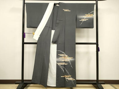 平和屋着物▽訪問着 単衣 工霞花文 暈し染め 金彩 鬼しぼ縮緬 正絹 逸品 CAAV3744dy